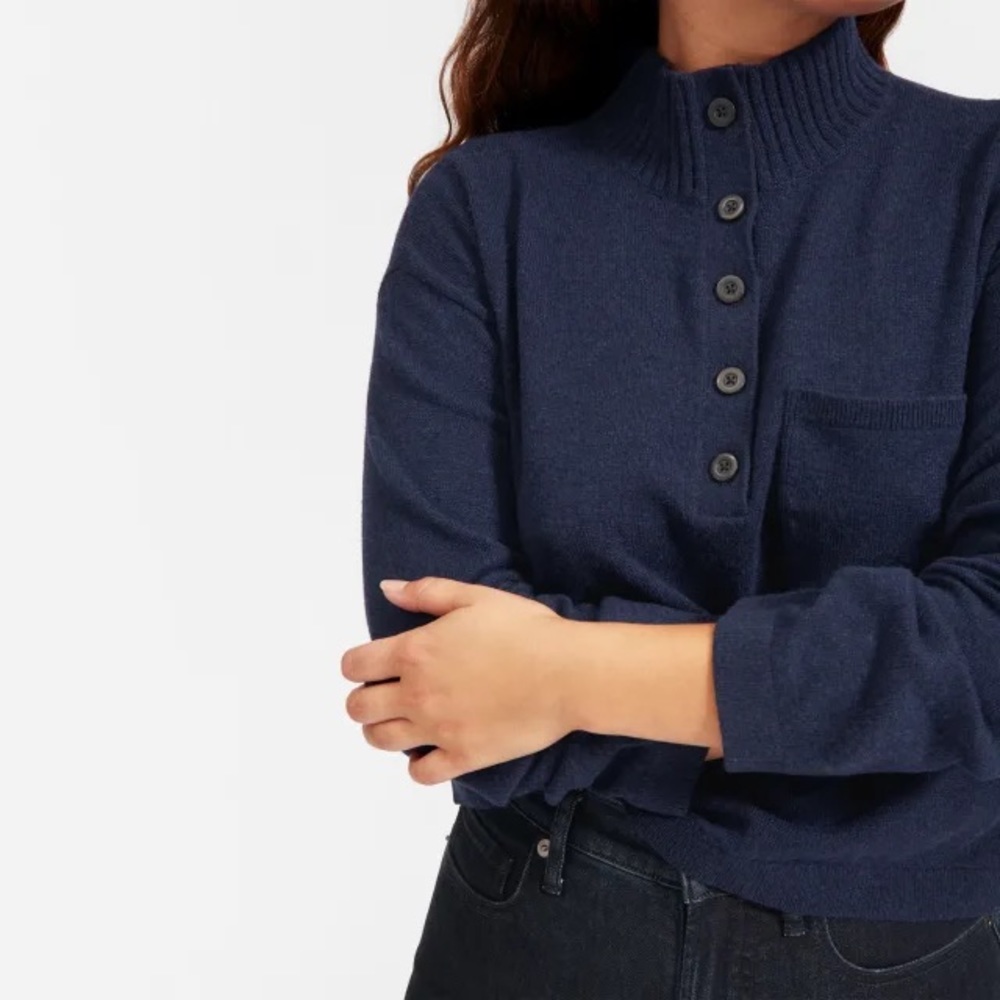 Everlane ReCashmere Button Mockneck Sweater